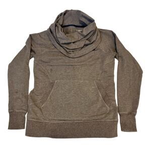LL Bean Size Small Petite Cowl Neck Pullover Sweatshirt Heather Brown/Gray